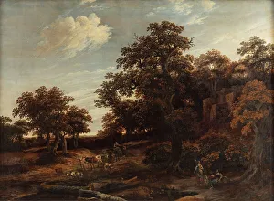 Lingelbach Johannes Prints: The Edge of the Oak Wood, 1666. Creator: Cornelis Gerritsz. Decker