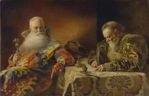 Smuta Gallery: An edict are written, 1890. Artist: Karelin, Andrei Andreevich (1866-1928)