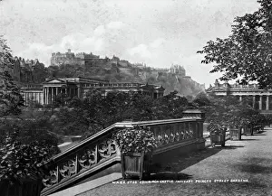 Named Prints: Edinburgh Castle and National Galleries from East Princes Street Gardens Creator: Unknown