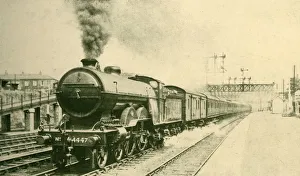 Express Train Prints: Edinburgh-London Express Leaving York, London and North Eastern Railway, 1930. Creator: H