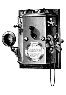 Receiver Prints: Edison telephone in a wall-mounted box, New York, 1890