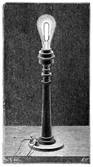 Carbon Gallery: Edisons incandescent light globe in a table lamp fitting, 1891