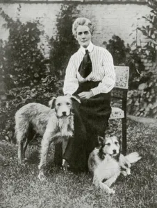 Cavell Prints: Edith Cavell with her pet dogs, c1915