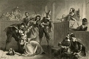 Darley Prints: Edmund Cheesemans Wife Before Governor Berkeley, (1877). Creator: Albert Bobbett