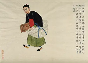 Scrutoire Prints: An education official about to conduct school entrance examinations; carrying a folded
