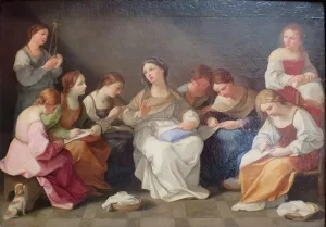 Bolognese School Prints: Education of the Virgin Mary, 1640. Creator: Guido Reni