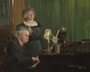 Partnership Prints: Edvard Grieg accompanying his Wife, 1898. Creator: Peder Severin Kroyer