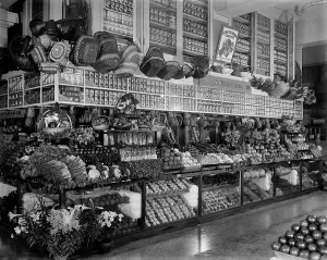Grocers Prints: Edw. Neumann, Broadway Market, Detroit, Mich. between 1905 and 1915. Creator: Unknown