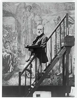 F Hollyer Prints: Edward Burne-Jones at work on the Star of Bethlehem, 1890. Creator: Barbara Leighton