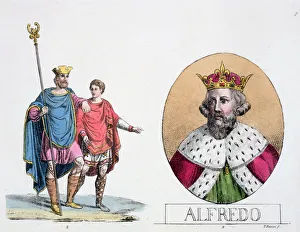 Aelfred Gallery: Edward the Confessor and Alfred the Great, English kings, 19th century