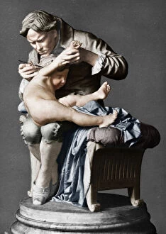 Images Dated 23rd January 2017: Edward Jenner, English physician, vaccinating his son, c1796 (c1900). Artist: Giulio Monteverde
