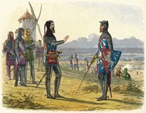 Images Dated 21st May 2018: Edward refuses succour to his son at Crecy, 1346 (1864). Artist: James William Edmund Doyle