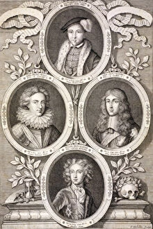 Gloucester Gallery: Edward VI, Henry and William, Dukes of Gloucester, and Henry, Prince of Wales, (c1700)