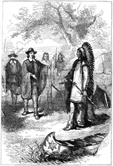 Protestantism Gallery: Edward Winslows visit to Massasoit, 17th century (c1880)