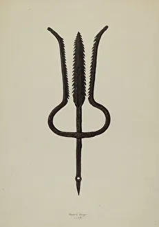 Hand Tool Prints: Eel Spear, 1938. Creator: Edward Unger