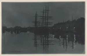 Henri Charles Guérard French Prints: Effect of Moon at Dieppe, c. 1885. Creator: Henri Charles Guerard (French, 1846-1897)
