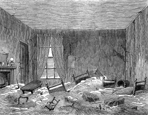 Extreme Weather Prints: Effects of Flood at Lambeth during the Storm: room in Princes-Square
