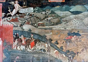 Fresco Collection: The Effects of Good Government in the Countryside, (detail), 1338-1340. Artist: Ambrogio Lorenzetti