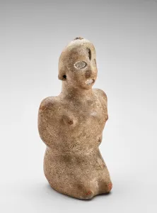Effigy bottle (kneeling hunchbacked figure), 1200-1400. Creator: Unknown