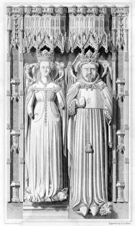 Lancastrian Gallery: Effigy of Henry IV and his Queen Joan of Navarre in Canterbury Cathedral, 1826. Artist: John Le Keux