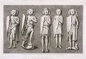 Chivalry Prints: Five effiigies of knights from Temple Church, London, 1786. Artist: James Basire I