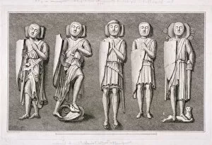 Basire Gallery: Five effiigies of knights from Temple Church, London, 1786. Artist: James Basire I