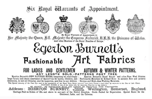 Royal Warrant Prints: Egerton Burnett, Art Fabrics, 1891. Creator: Unknown