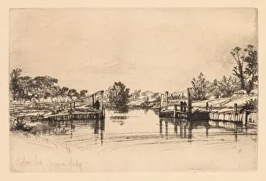 Egham Lock, 1859. Creator: Francis Seymour Haden (British, 1818-1910)