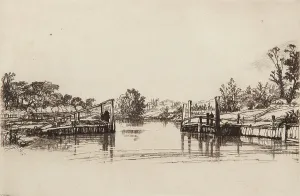 Drypoint Prints: Egham Lock. Creator: Francis Seymour Haden
