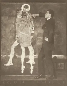 Anton Josef 1893 1940 Prints: Egon Schiele by the sketch of an unfinished fresco, 1914