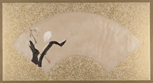 Tempera On Paper Prints: Egret on Tree Stump, late 19th century. Creator: Shibata Zeshin