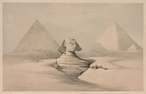 1806 1885 Prints: Egypt and Nubia: Volume I - No. 18, The Great Sphinx, Pyramids of Gizeh, Front View, 1839