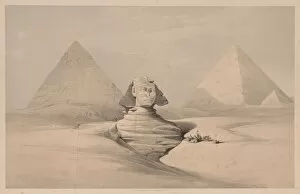 Louis Haghe British Gallery: Egypt and Nubia: Volume I - No. 18, The Great Sphinx, Pyramids of Gizeh, Front View, 1839