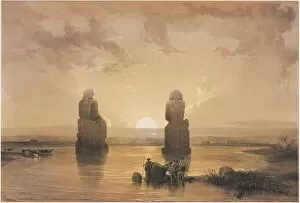 Louis Haghe British Gallery: Egypt and Nubia, Volume II: Statues of Memnon at Thebes, during the Inundation, 1848