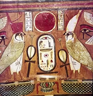 Osiris Gallery: Detail of Egyptian coffin of Priestess of Amen-Ra, Cartouche of Osiris, c950BC-900BC