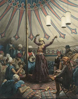 Famars Testas Willem De Prints: Egyptian dancer in a tent, with musicians and spectators