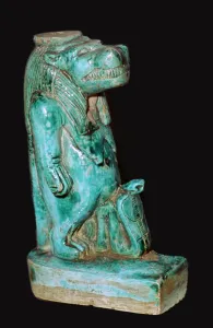 Egyptian faience statuette of the Egyptian goddess Tauret