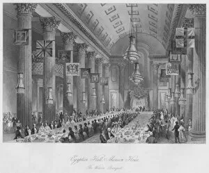 Egyptian Hall, Mansion House: The Wilson Banquet, c1841. Artist: Henry Melville