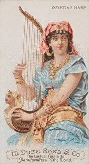 Schumacher And Prints: Egyptian Harp, from the Musical Instruments series (N82) for Duke brand cigarettes, 1888