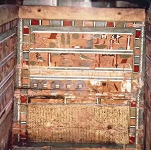 Al Minya Gallery: Egyptian Hieroglyphs inside outer coffin of steward, Seni from El Bersha, Egypt, c2000 BC
