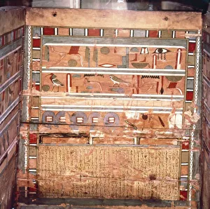 Al Minya Gallery: Egyptian Hieroglyphs inside outer coffin of steward, Seni from El Bersha, Egypt, c2000 BC