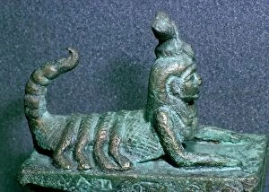 Scorpion Gallery: Egyptian lid of a bronze receptacle for a dead scorpion