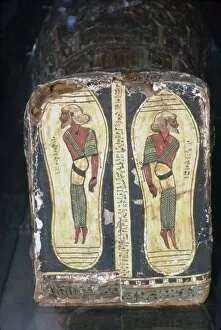Egyptian Painting of Captives on Feet of Mummy of a Pharaoh