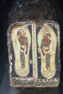 Mummification Prints: Egyptian Painting of Captives on Feet of Mummy of a Pharaoh