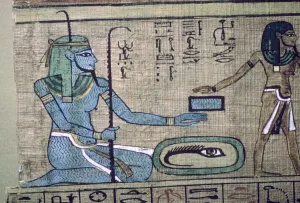Hieroglyphic Prints: Egyptian papyrus showing the god Nun