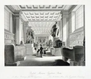 William Radclyffe Prints: The Egyptian Room, British Museum, Holborn, London, c1840. Artist: William Radclyffe
