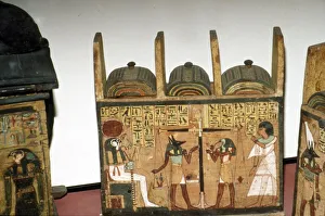 New Kingdom Prints: Egyptian Shabti-Box, Anubis. Thoth, Osiris, New Kingdom, 20th Dynasty, c1189 BC-1077BC
