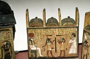 Osiris Gallery: Egyptian Shabti-Box, Anubis. Thoth, Osiris, New Kingdom, 20th Dynasty, c1189 BC-1077BC