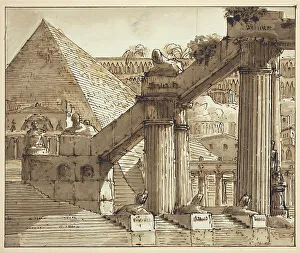Pierre Gothard Gonzague Prints: Egyptian Stage Design, 1800/1810. Creator: Pietro Gonzaga