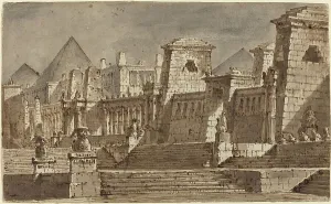 Pierre Gothard Gonzague Prints: An Egyptian Stage Design, c. 1815. Creator: Pietro Gonzaga